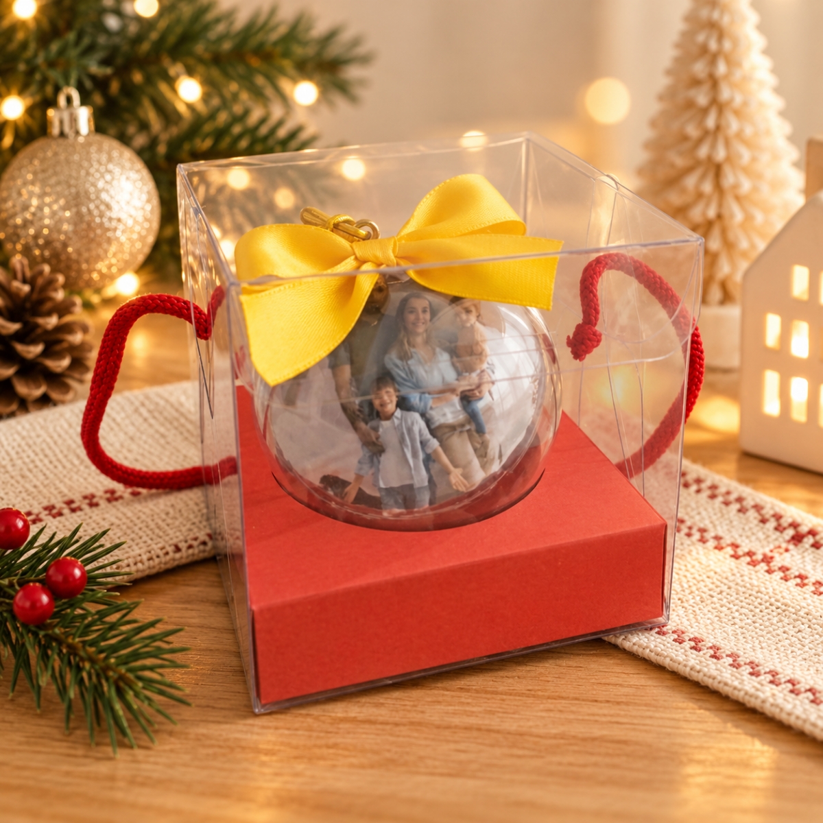 Bolinha de Natal com Foto na Caixinha Acrílica (01 Un.)