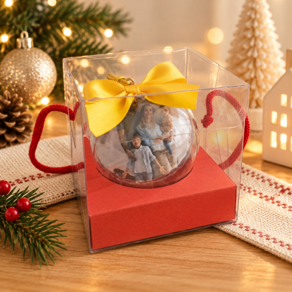Bolinha de Natal com Foto na Caixinha Acrílica (01 Un.) Bolinha de Natal com Foto na Caixinha Acrílica (01 Un.)