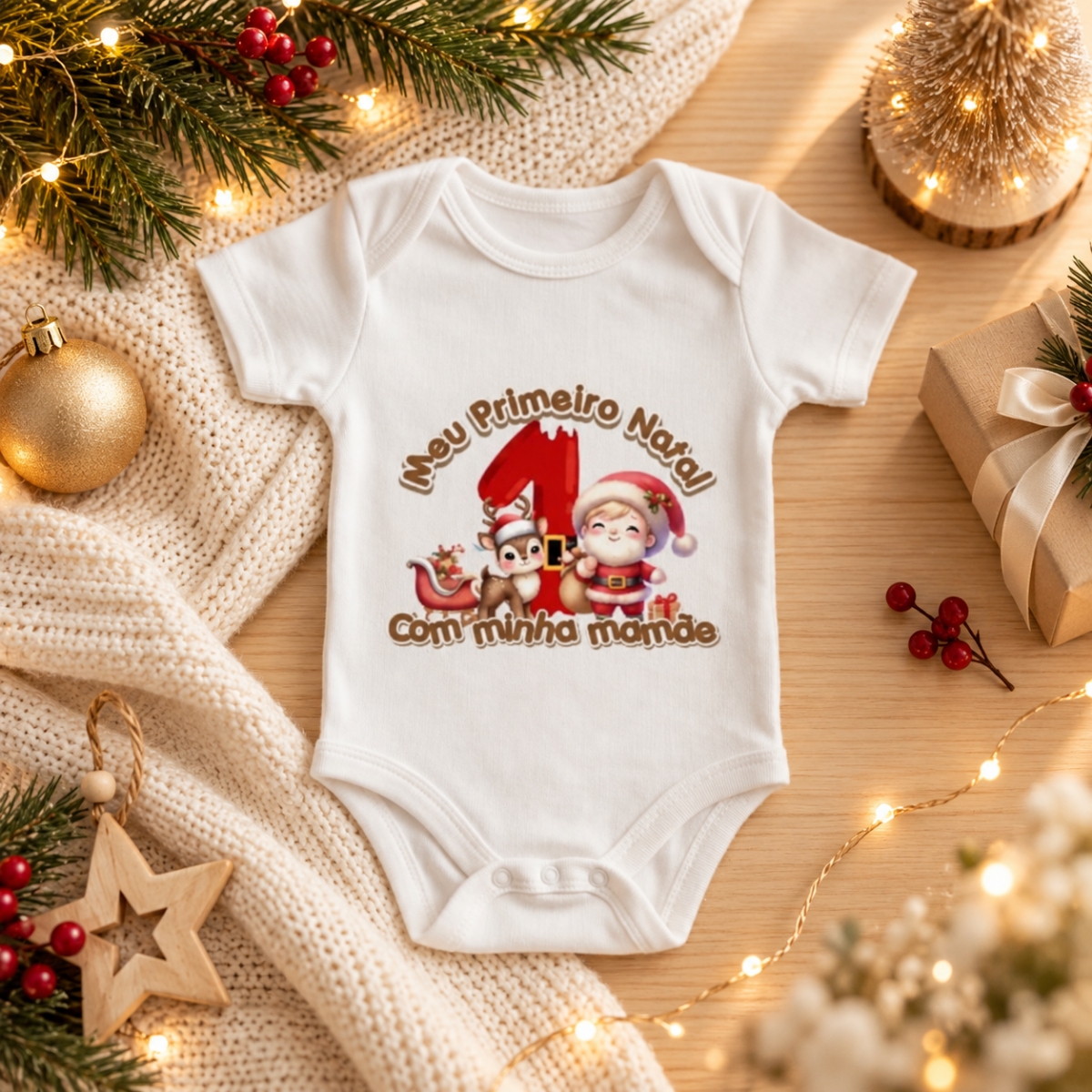 Body Infantil Personalizado de Natal com Foto