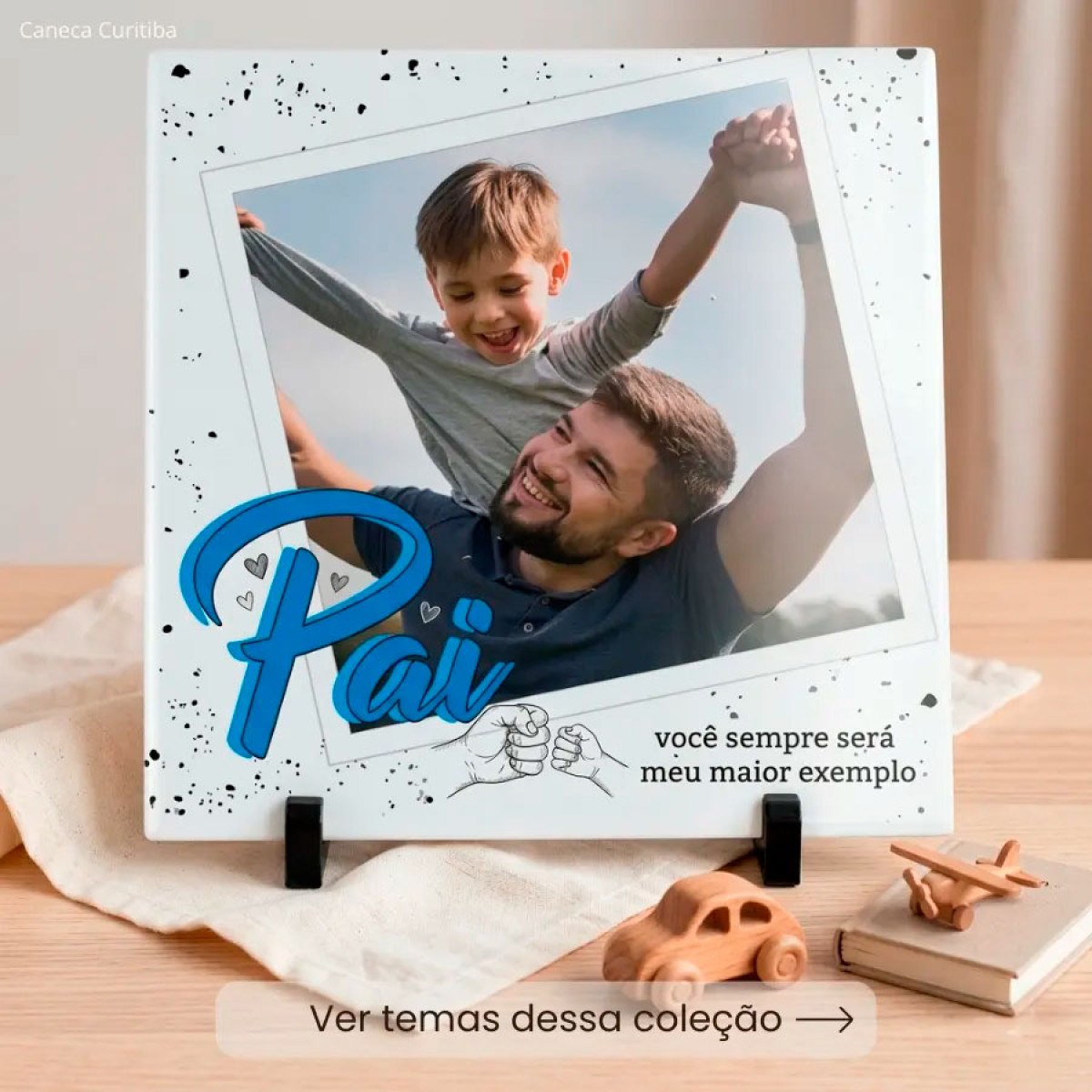 Azulejo Pai Personalizado com Foto 15x15 cm Arte, Foto, Texto