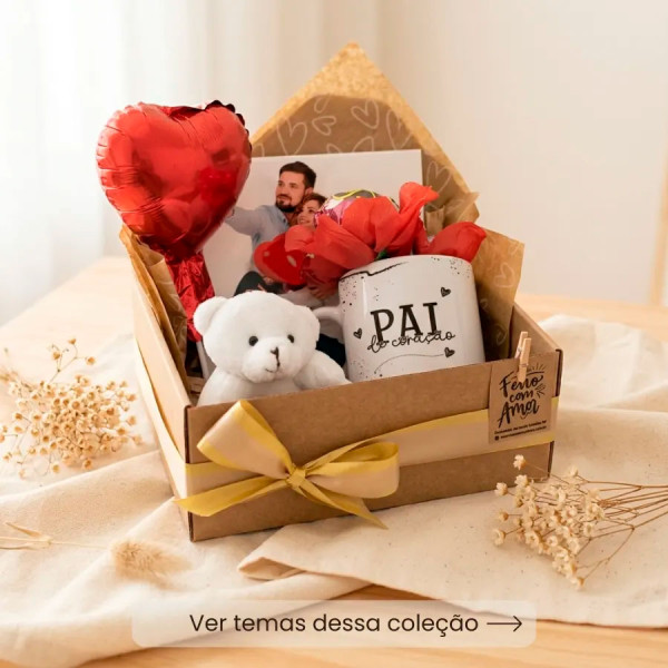 Kit Caixa Presente com Caneca e Azulejo Personalizado Pai