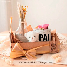 Kit Pai Caixotinho MDF com Caneca Personalizada, Ursinho e Mimos Kit Pai Caixotinho MDF com Caneca Personalizada, Ursinho e Mimos