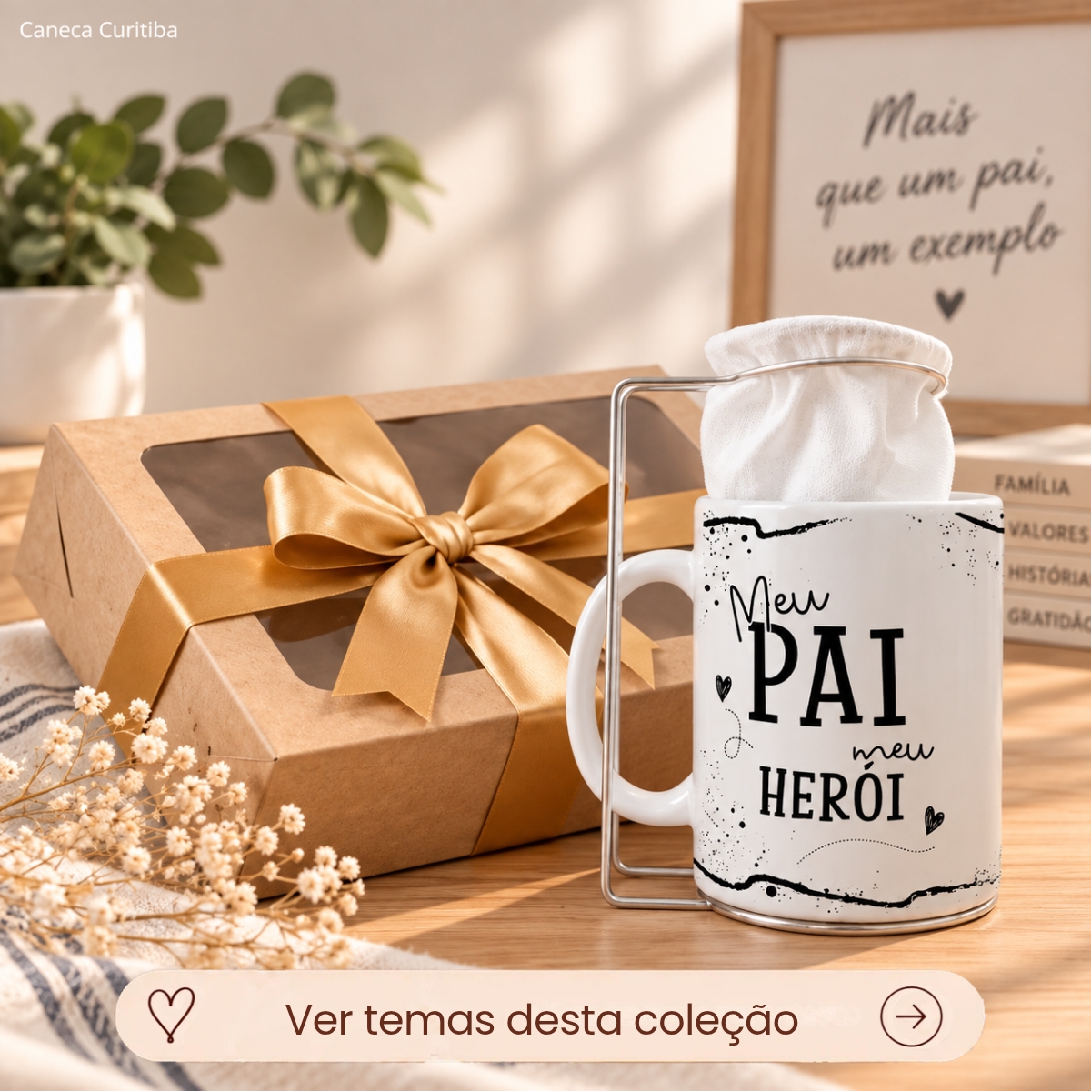 Kit Pai Café Personalizado com Mini Coador e Caneca Kit Pai Café Personalizado com Mini Coador e Caneca