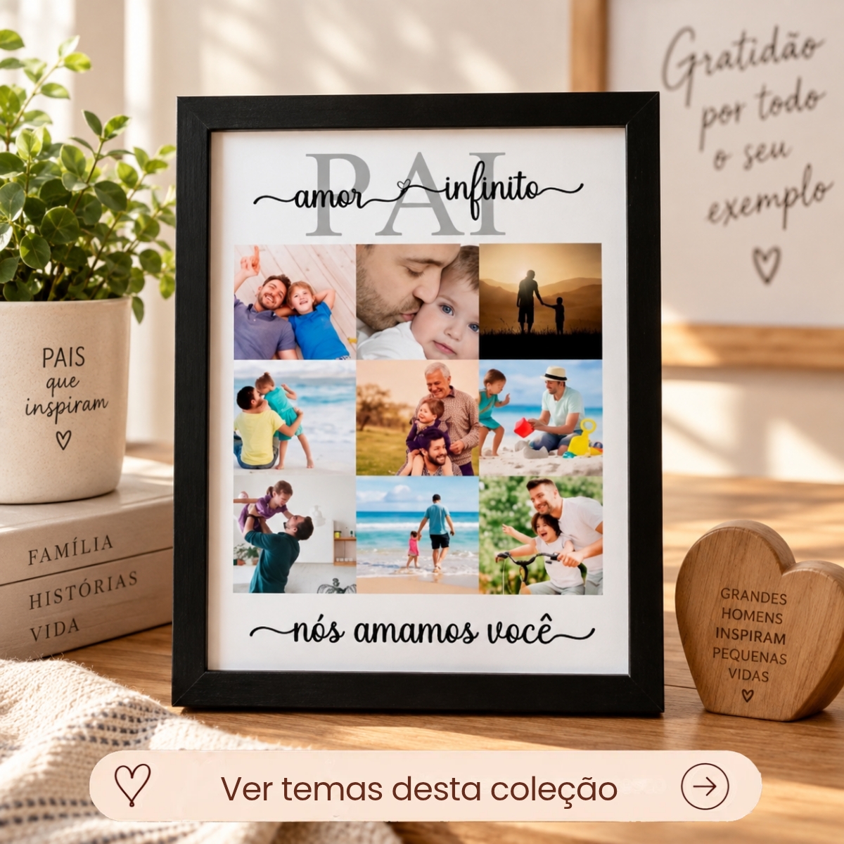Quadro Pai Personalizado com Foto e Moldura Preta A4 Quadro Pai Personalizado com Foto e Moldura Preta A4
