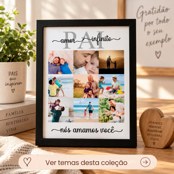 Quadro Pai Personalizado com Foto e Moldura Preta A4 Quadro Pai Personalizado com Foto e Moldura Preta A4
