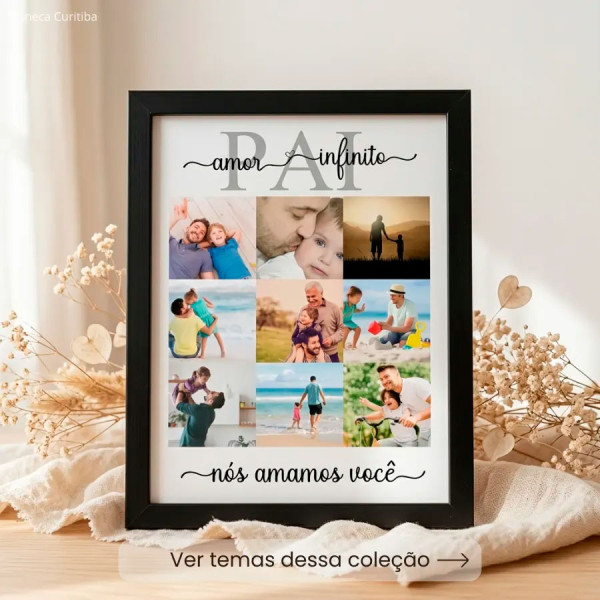 Quadro Pai Personalizado com Foto e Moldura Preta A4