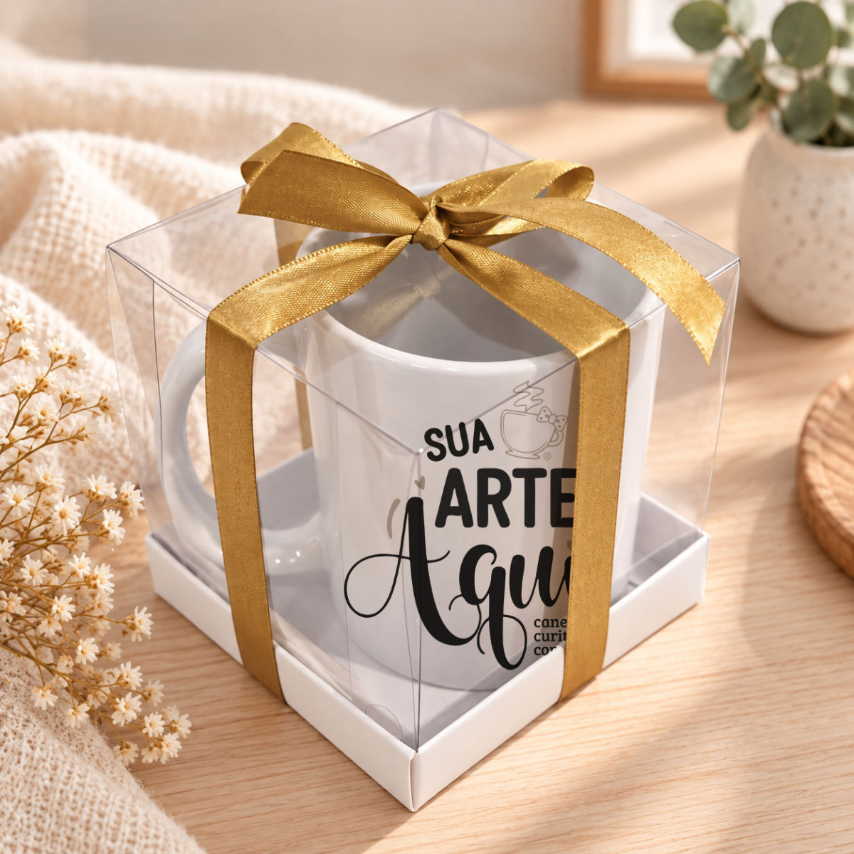 Canecas de Cerâmica Premium Personalize com sua Foto ou Frase e Caixa acetato