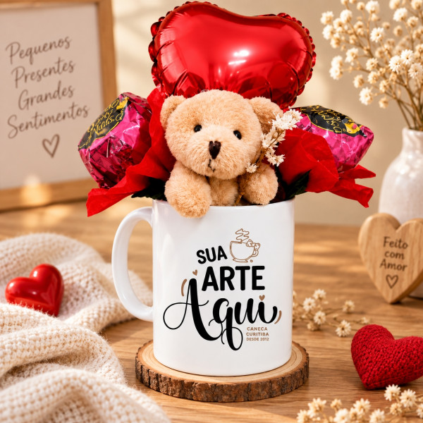 Caneca Presente Personalizada com Ursinho e Balão Caneca Presente Personalizada com Ursinho e Balão