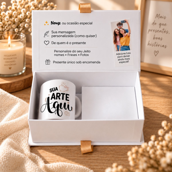 Caixa Cartonagem Luxo com Caneca Personalizada Caixa Cartonagem Luxo com Caneca Personalizada