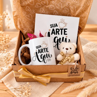 Kit Caixa Presente com Caneca e Azulejo Personalizado