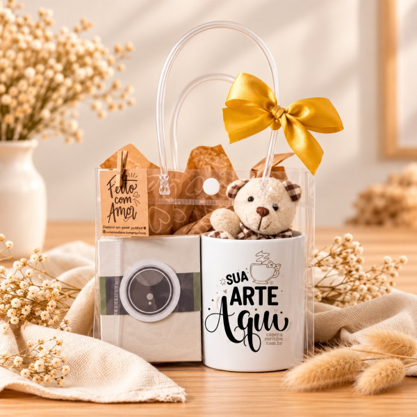 Kit Presente Caneca Personalizada e Ímãs com Foto