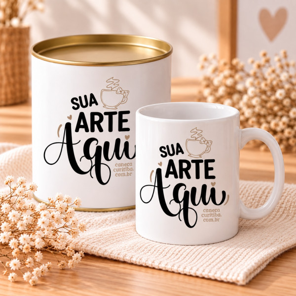 Lata Presente Personalizada com Caneca de Cerâmica Lata Presente Personalizada com Caneca de Cerâmica