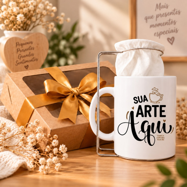 Kit Café Personalizado com Mini Coador e Caneca