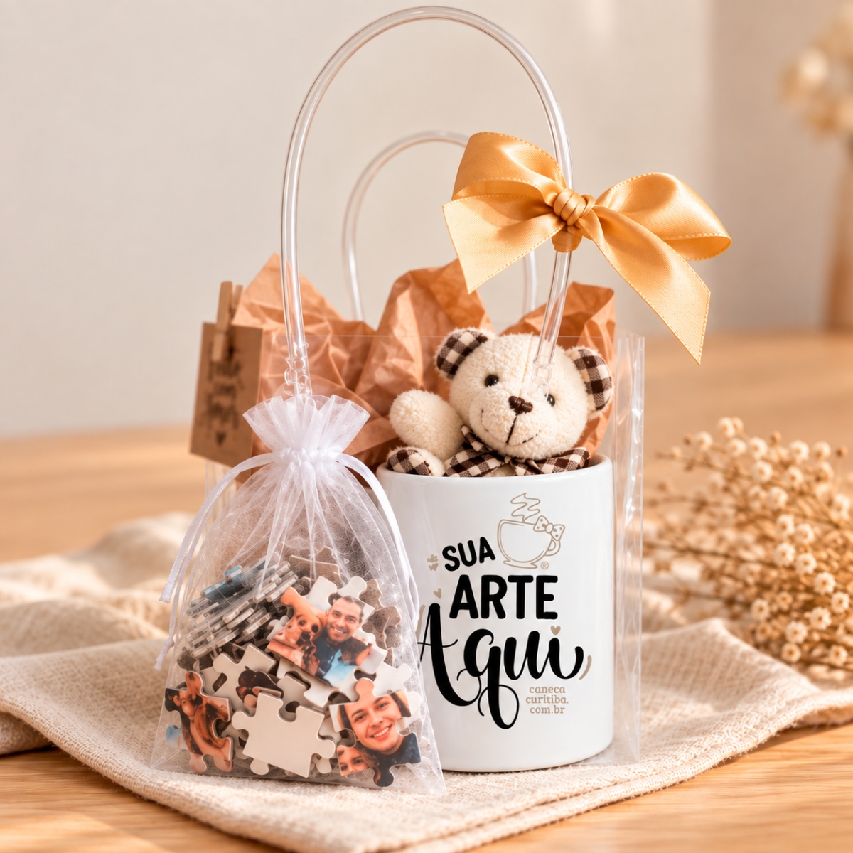 Kit Presente Caneca e Quebra-cabeça Sacola Pvc Personalizado Kit Presente Caneca e Quebra-cabeça Sacola Pvc Personalizado