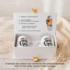 Caixa Cartonagem Luxo com 2 Canecas Personalizadas Caixa Cartonagem Luxo com 2 Canecas Personalizadas