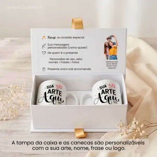 Caixa Cartonagem Luxo com 2 Canecas Personalizadas