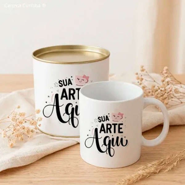 Lata Presente Personalizada com Caneca de Cerâmica