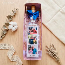 Garrafa Decorativa com Fotos e Fio de Luz Fada Garrafa Decorativa com Fotos e Fio de Luz Fada