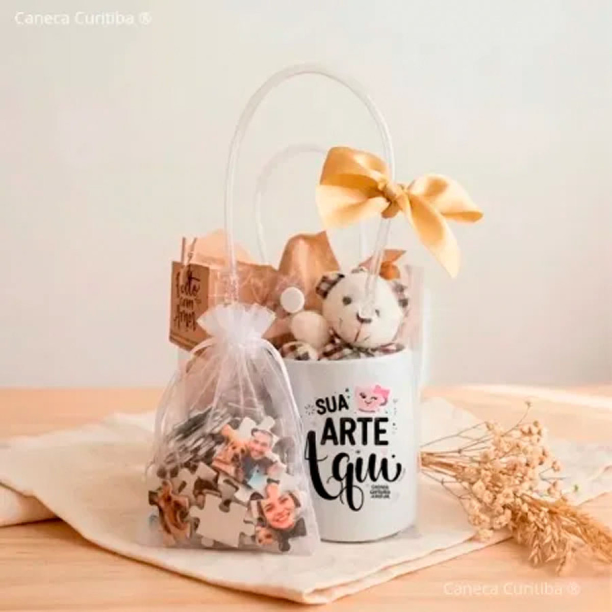 Kit Presente Caneca e Quebra-cabeça Sacola Pvc Personalizado