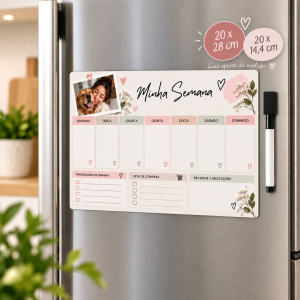 Planner Lousa Geladeira Escreve e Apaga com Foto 
