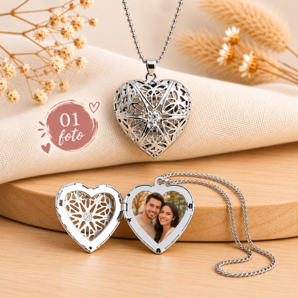 Relicário Coração com Foto Personalizado Relicário Coração com Foto Personalizado