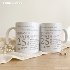 Conjunto de Canecas Bodas de Prata 25 Anos | Presente Especial (Pronta Entrega)