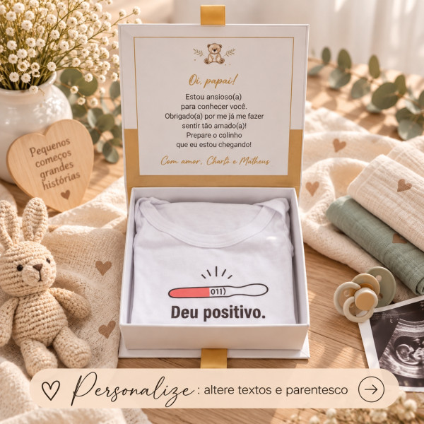 Caixa Revelação Gravidez com Body, (Pai, Avós, Vovó, Titios, Primos) Personalizado Caixa Revelação Gravidez com Body, (Pai, Avós, Vovó, Titios, Primos) Personalizado