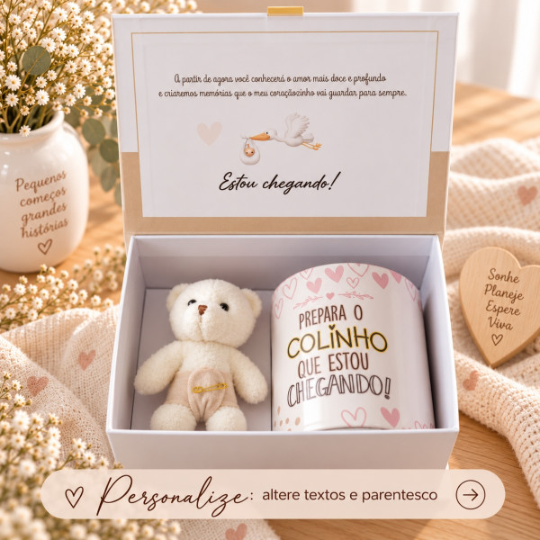 Caixa Revelação de Gravidez com mini ursinho fralda ( Pai, Avós, Avó, Titios, Primos, Bisos) l Caixa Revelação de Gravidez com mini ursinho fralda ( Pai, Avós, Avó, Titios, Primos, Bisos) l