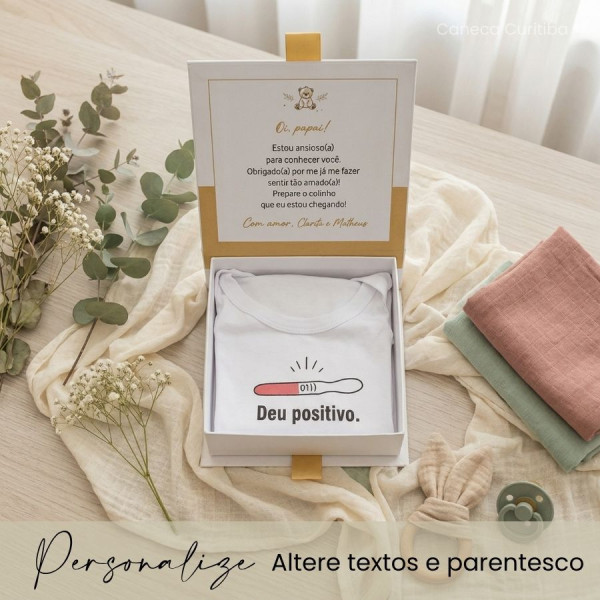 Caixa Revelação Gravidez com Body, (Pai, Avós, Vovó, Titios, Primos) Personalizado Caixa Revelação Gravidez com Body, (Pai, Avós, Vovó, Titios, Primos) Personalizado