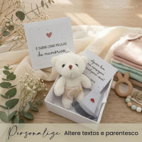 Caixa Revelação Gravidez com Monóculo (Pai, Avós, Vovó, Titios, Primos, Bisos) Personalizada 