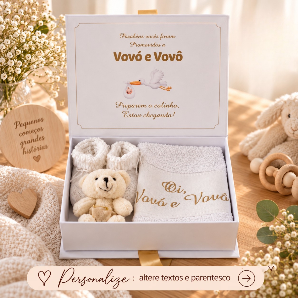 Caixa Revelação Gravidez Avós Personalizada Caixa Revelação Gravidez Avós Personalizada