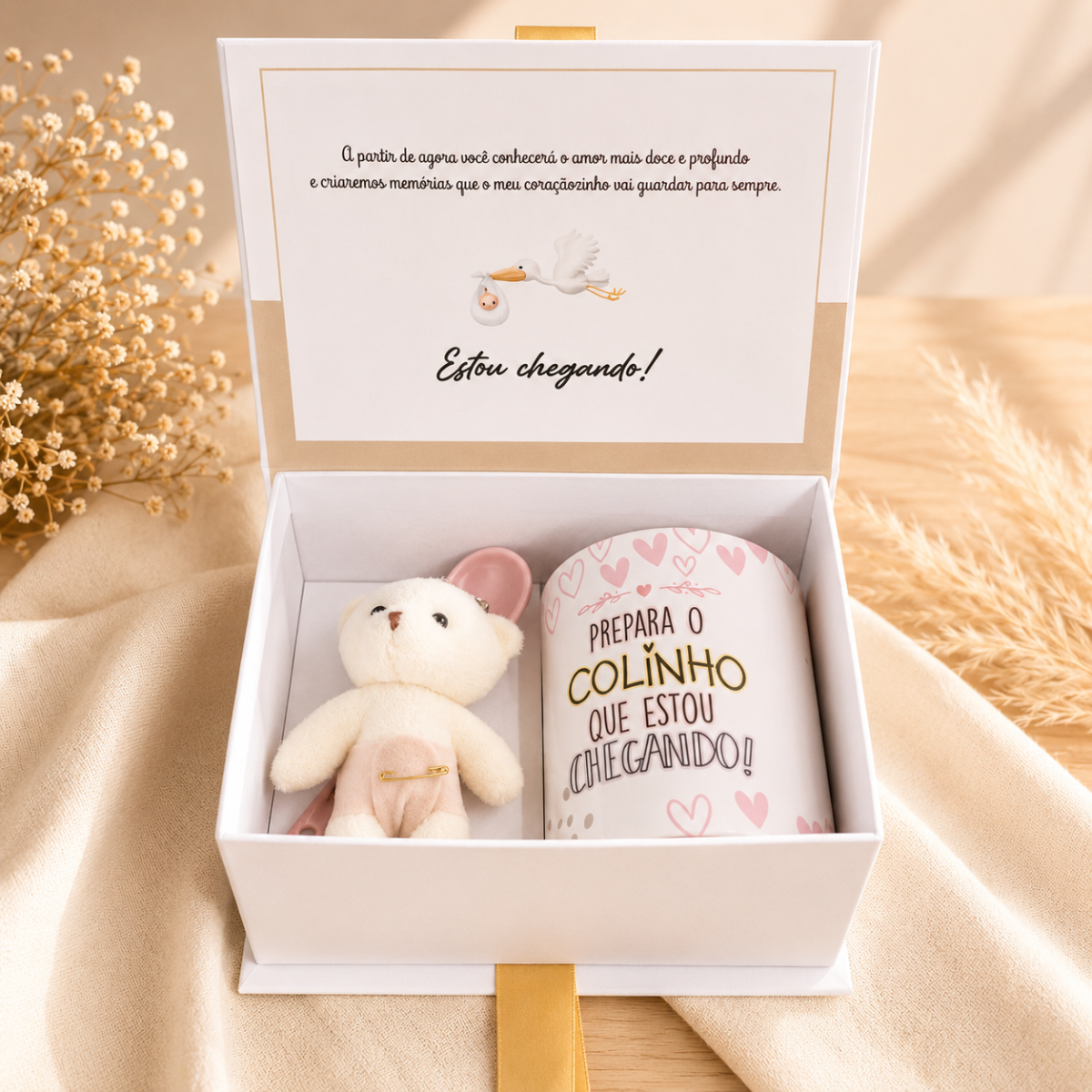Caixa Revelação de Gravidez com Colher Rosa Pronta Entrega Caixa Revelação de Gravidez com Colher Rosa Pronta Entrega