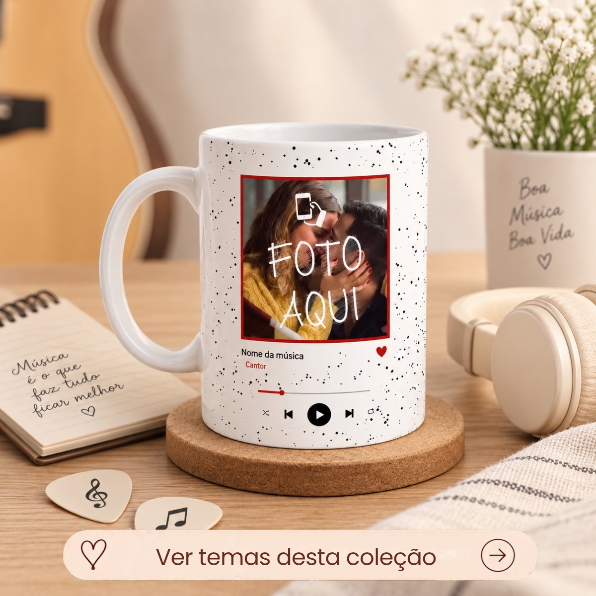 Coleção Foto e Música Personalizada com Arte, Foto, Texto